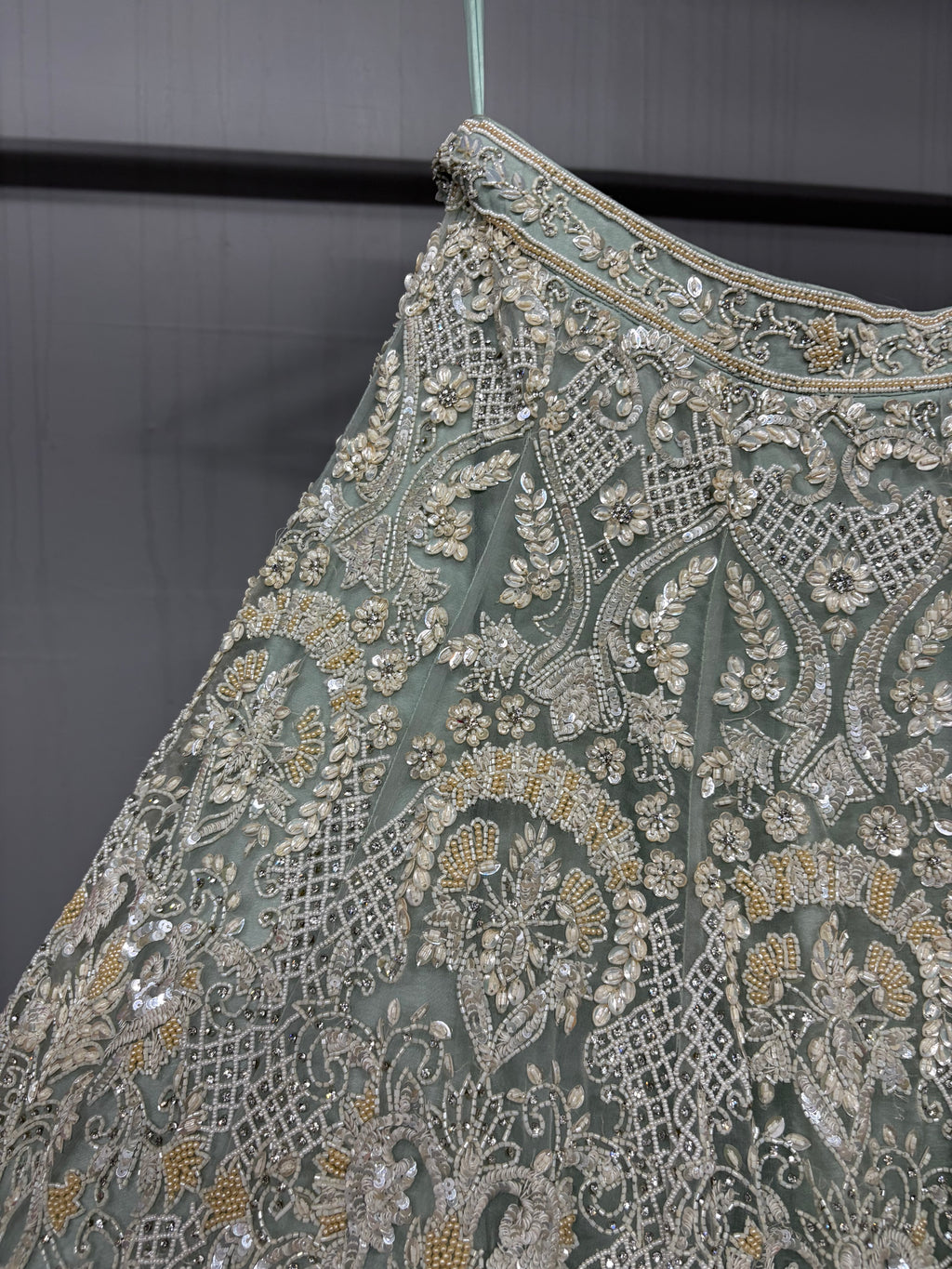 Aaira Sage Green Hand Embroidered Bridal Lehenga Set