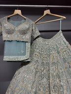Aaira Sage Green Hand Embroidered Bridal Lehenga Set