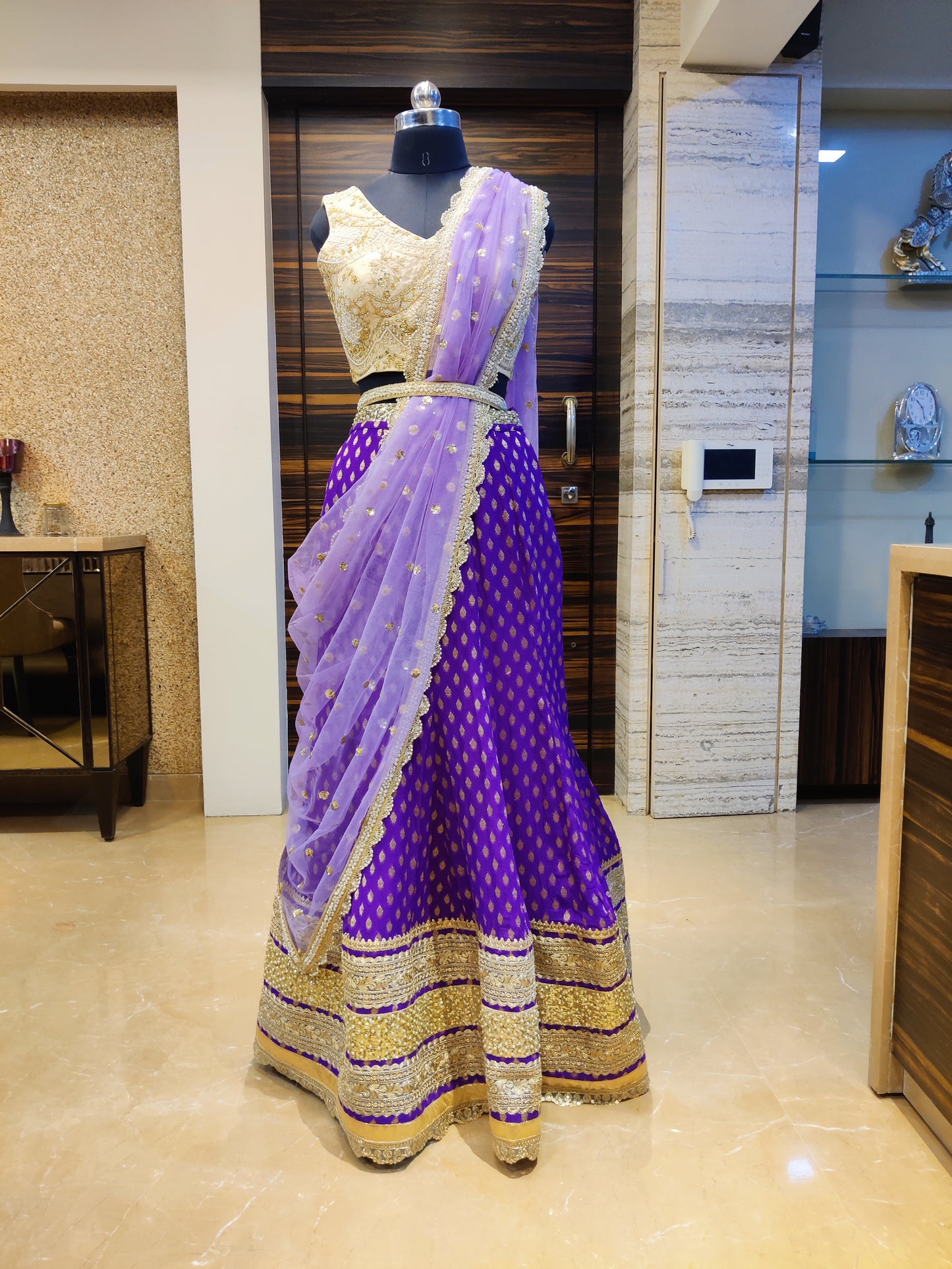 Purple brocade Lehenga