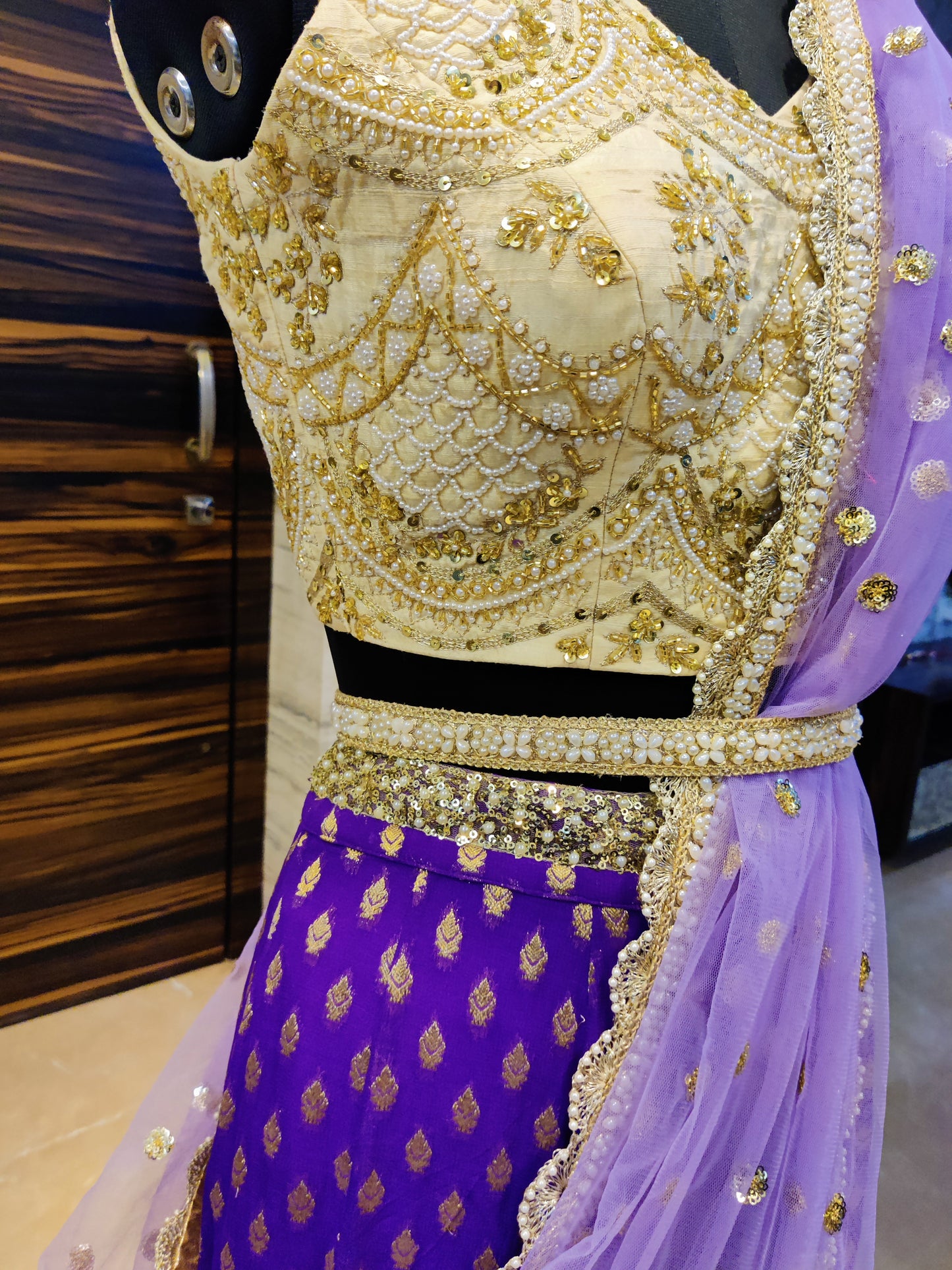 Purple brocade Lehenga