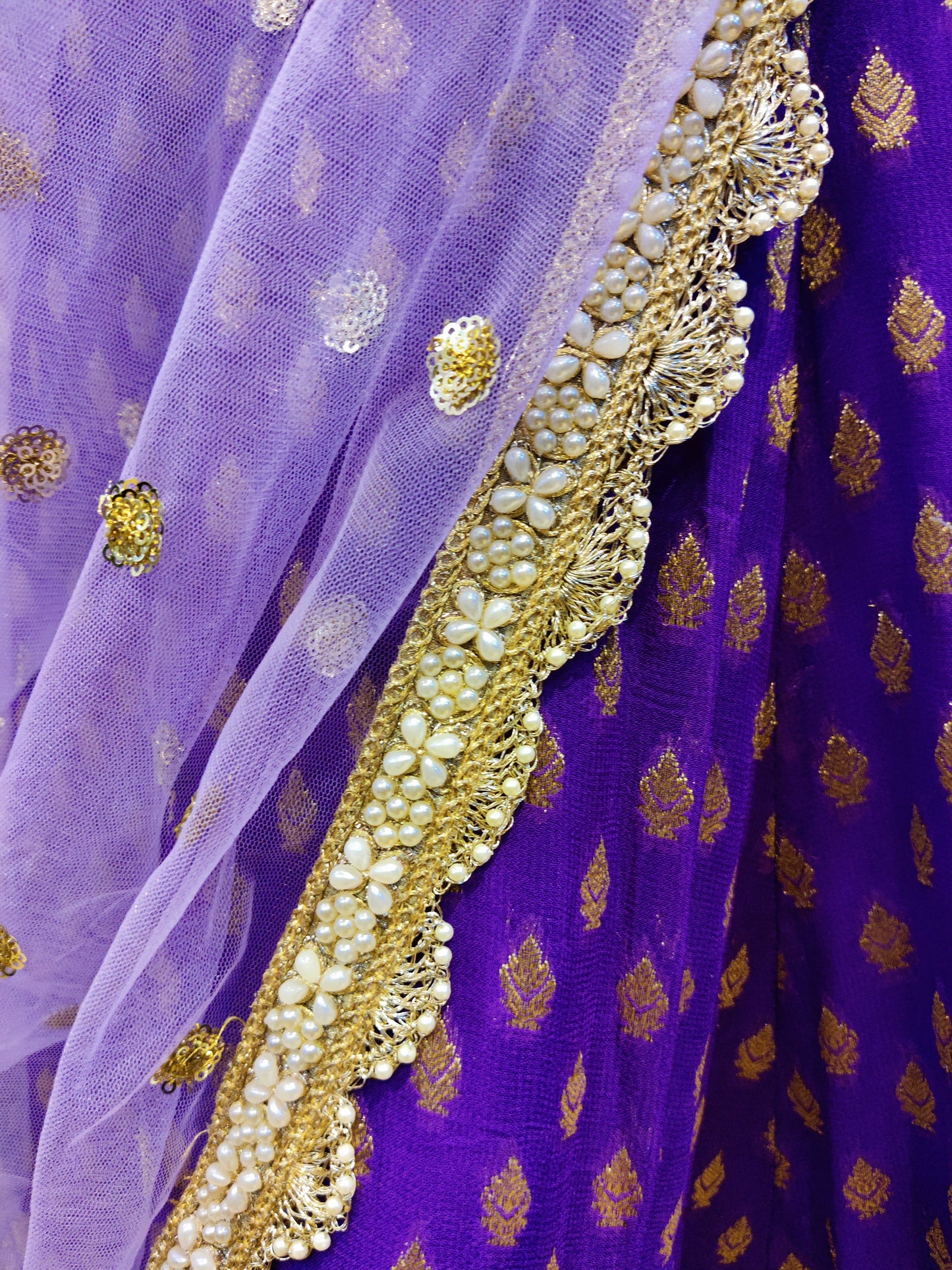 Purple brocade Lehenga