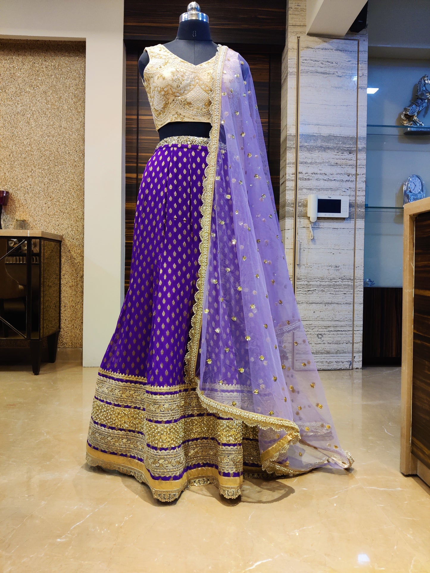 Purple brocade Lehenga