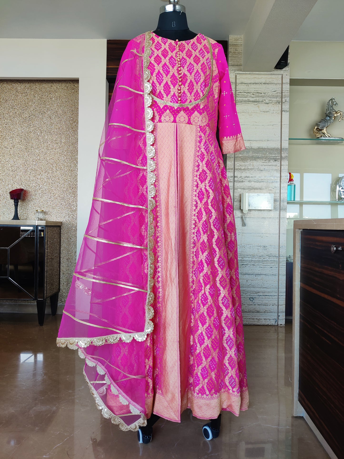 Pink Gharchola Anarkali Set