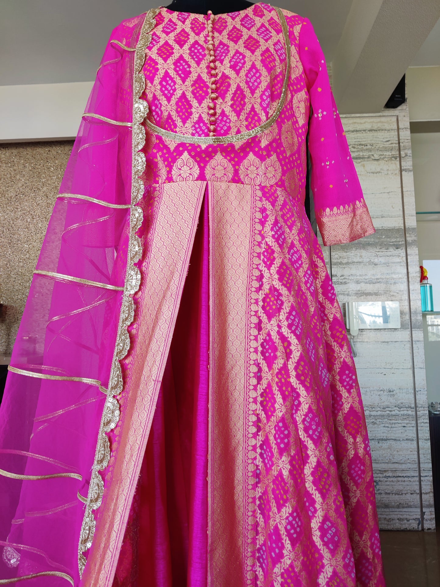 Pink Gharchola Anarkali Set