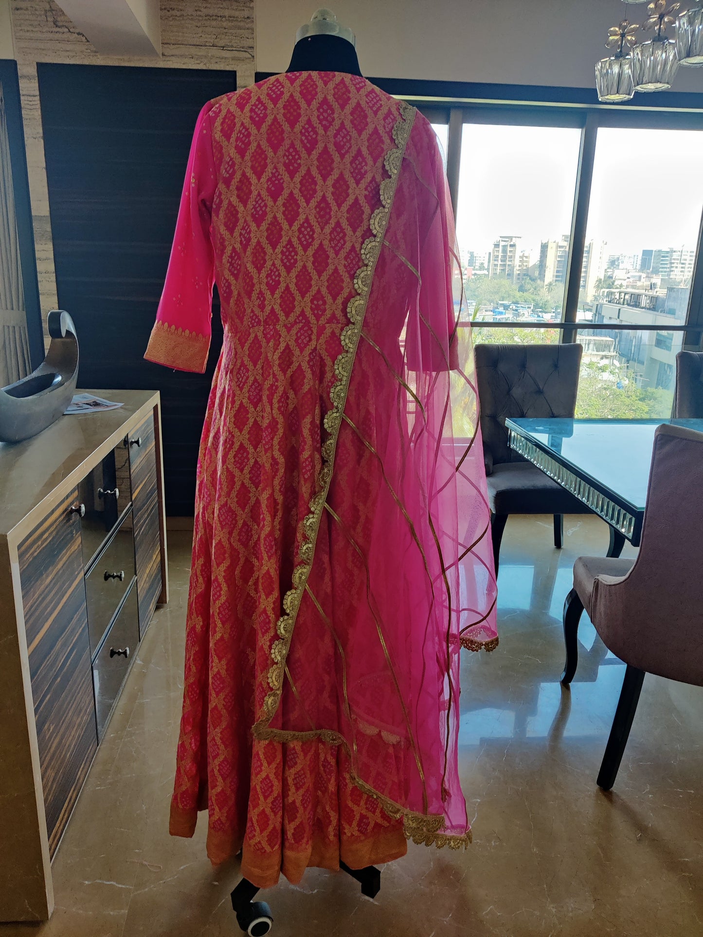 Pink Gharchola Anarkali Set