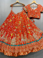 Rangrez Peacock & Elephant Embroidered Bridal Lehenga Set