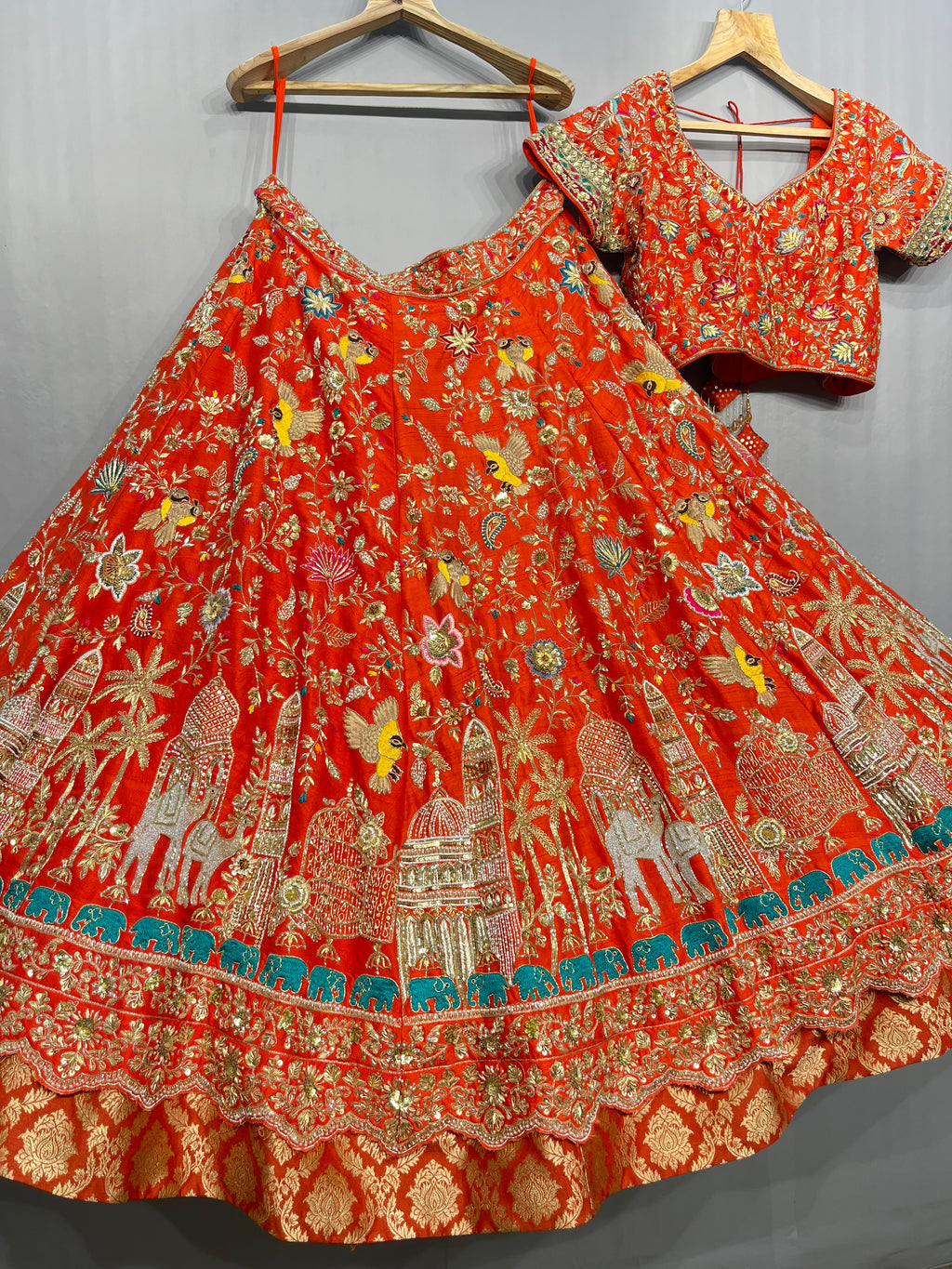 Rangrez Peacock & Elephant Embroidered Bridal Lehenga Set