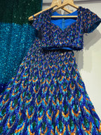 Mayura Cobalt Blue Peacock Sequin Lehenga Set
