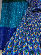 Mayura Cobalt Blue Peacock Sequin Lehenga Set