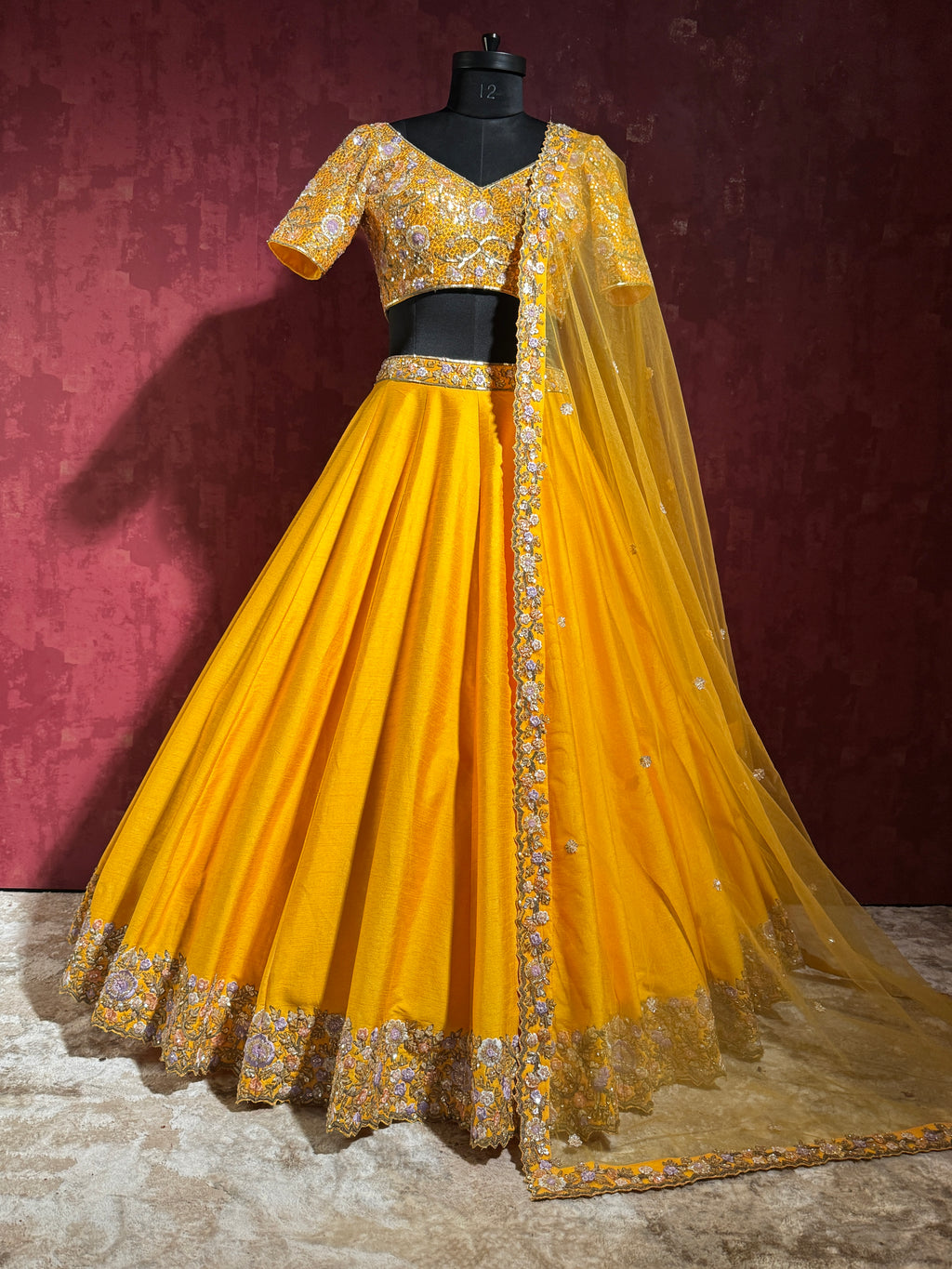 Aarunya Marigold Yellow Embroidered Lehenga Set