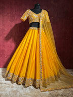 Aarunya Marigold Yellow Embroidered Lehenga Set