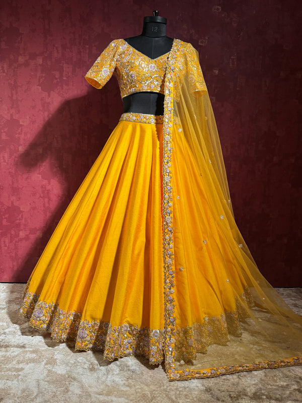Aarunya Marigold Yellow Embroidered Lehenga Set