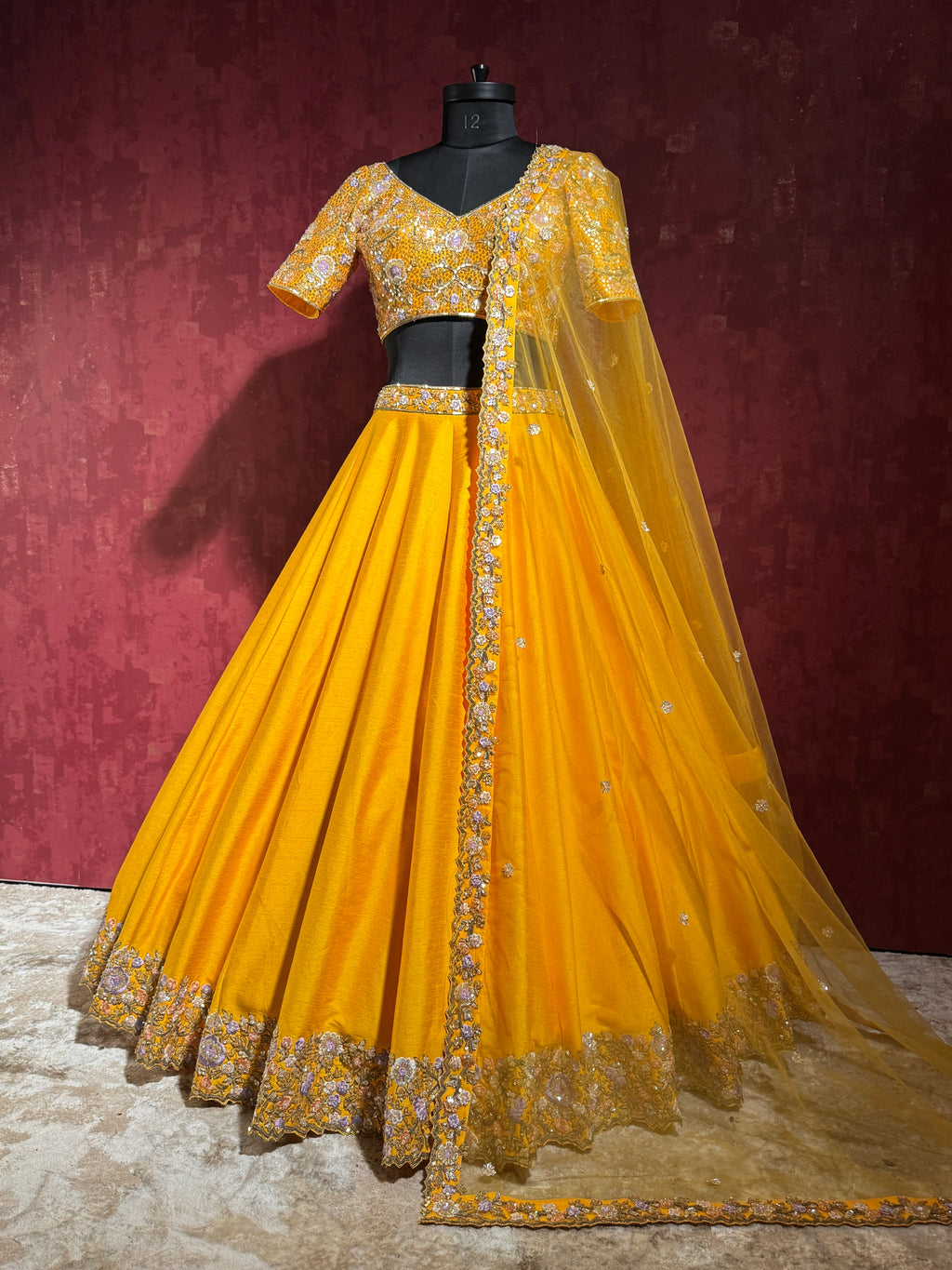 Aarunya Marigold Yellow Embroidered Lehenga Set