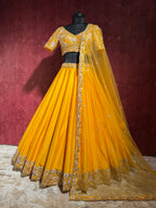 Aarunya Marigold Yellow Embroidered Lehenga Set