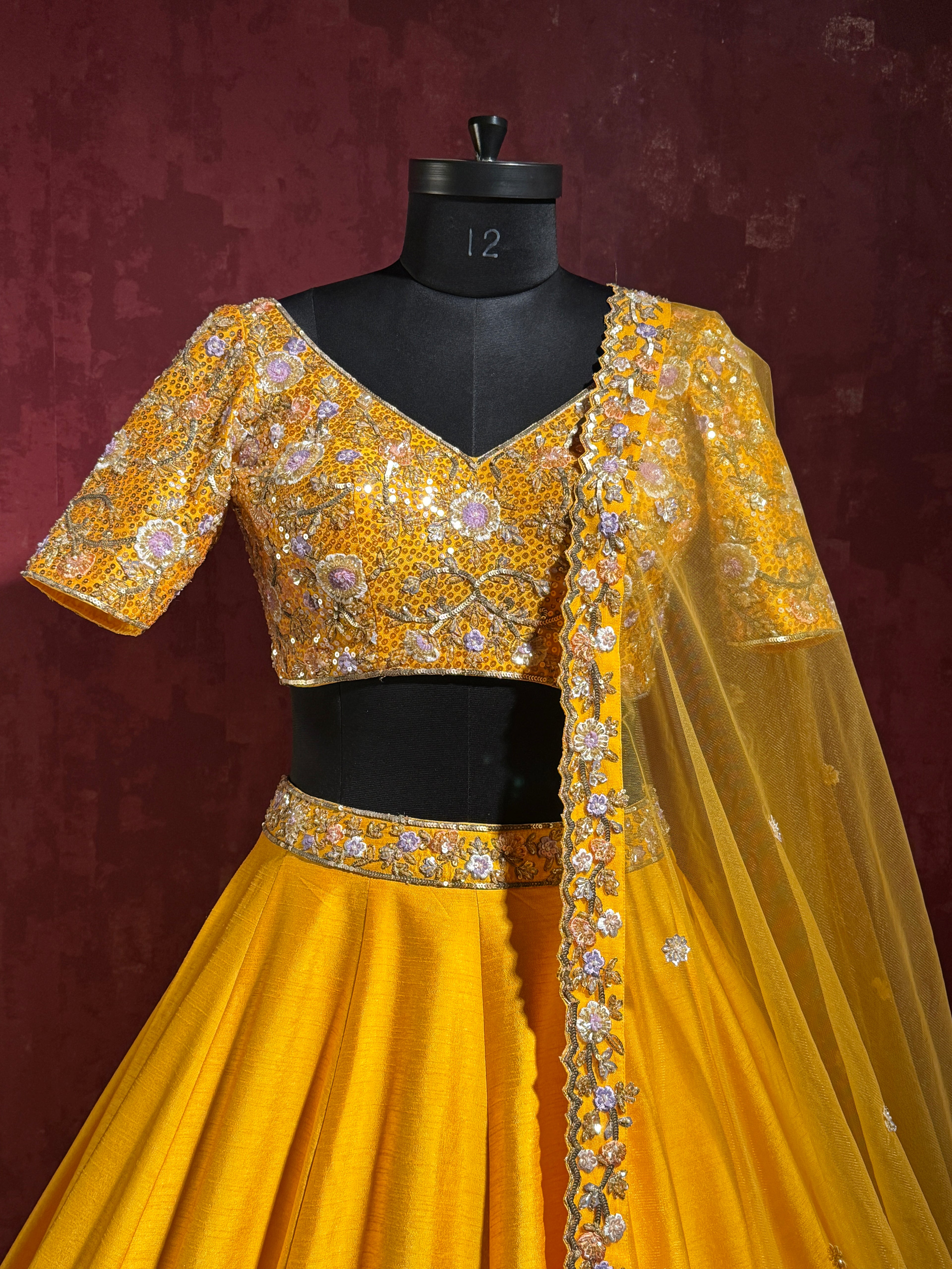 Aarunya Marigold Yellow Embroidered Lehenga Set