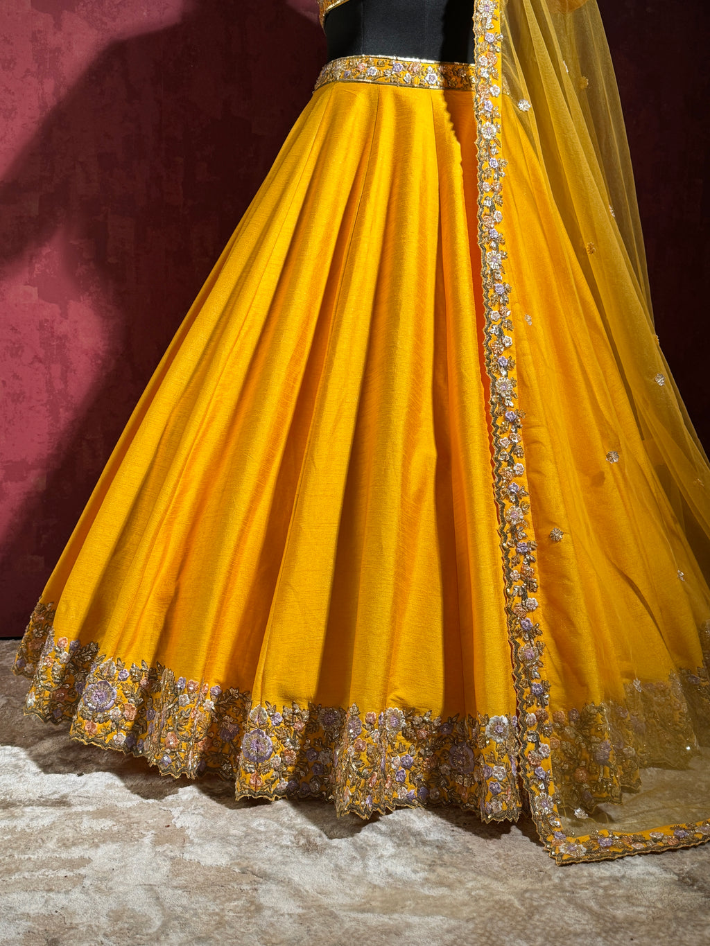 Aarunya Marigold Yellow Embroidered Lehenga Set