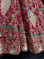 Rajkumari Red Peacock Hand Embroidered Bridal Lehenga