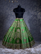Meher Emerald Green Zardozi & Mirror Work Lehenga Set
