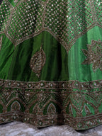 Meher Emerald Green Zardozi & Mirror Work Lehenga Set