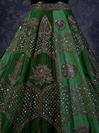 Meher Emerald Green Zardozi & Mirror Work Lehenga Set