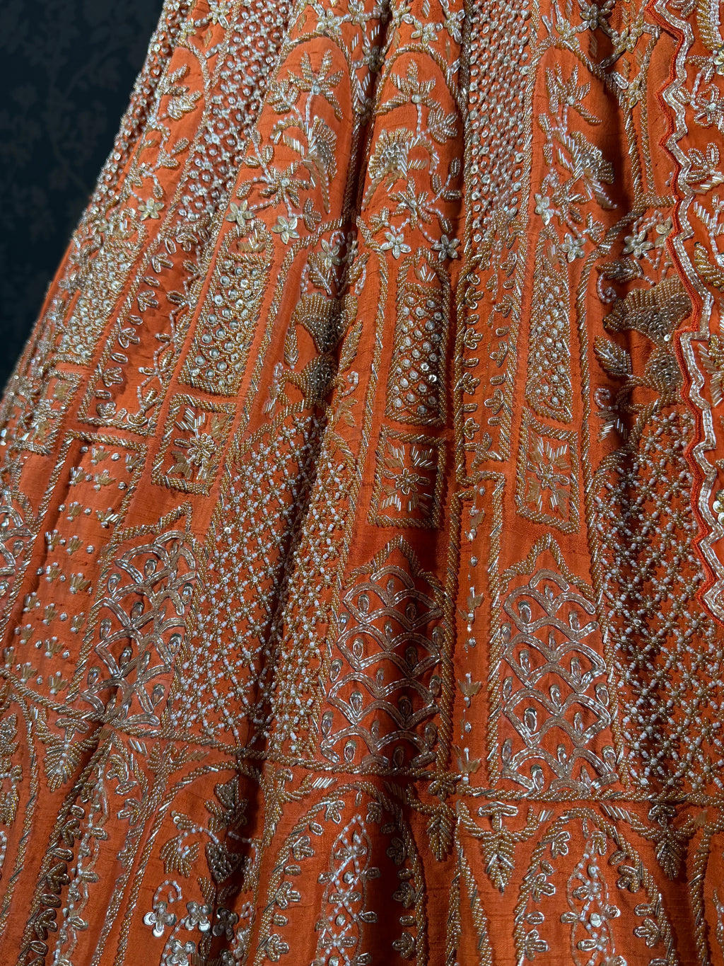 Kesari Orange Zardozi Embroidered Lehenga Set