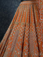 Kesari Orange Zardozi Embroidered Lehenga Set