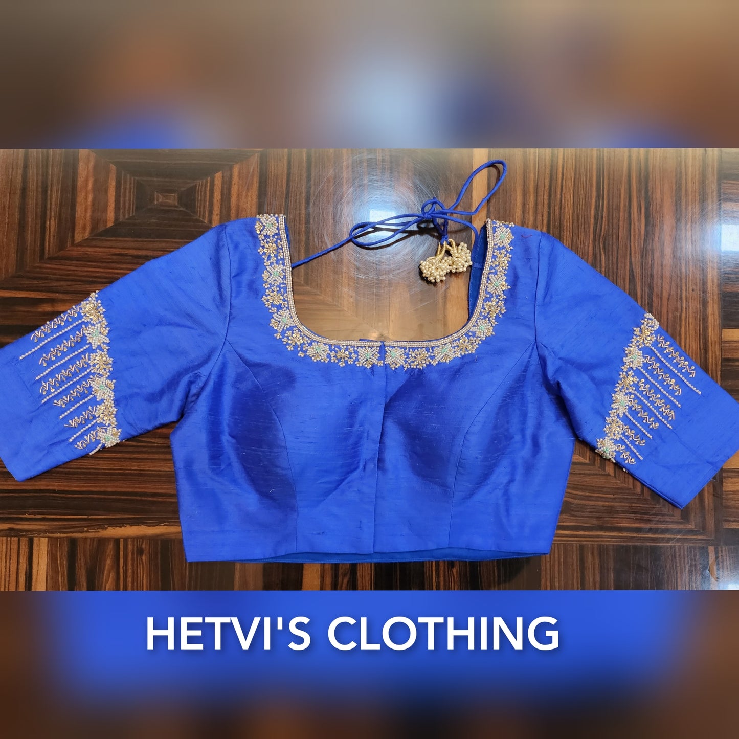 Royal Blue Embroidered Blouse