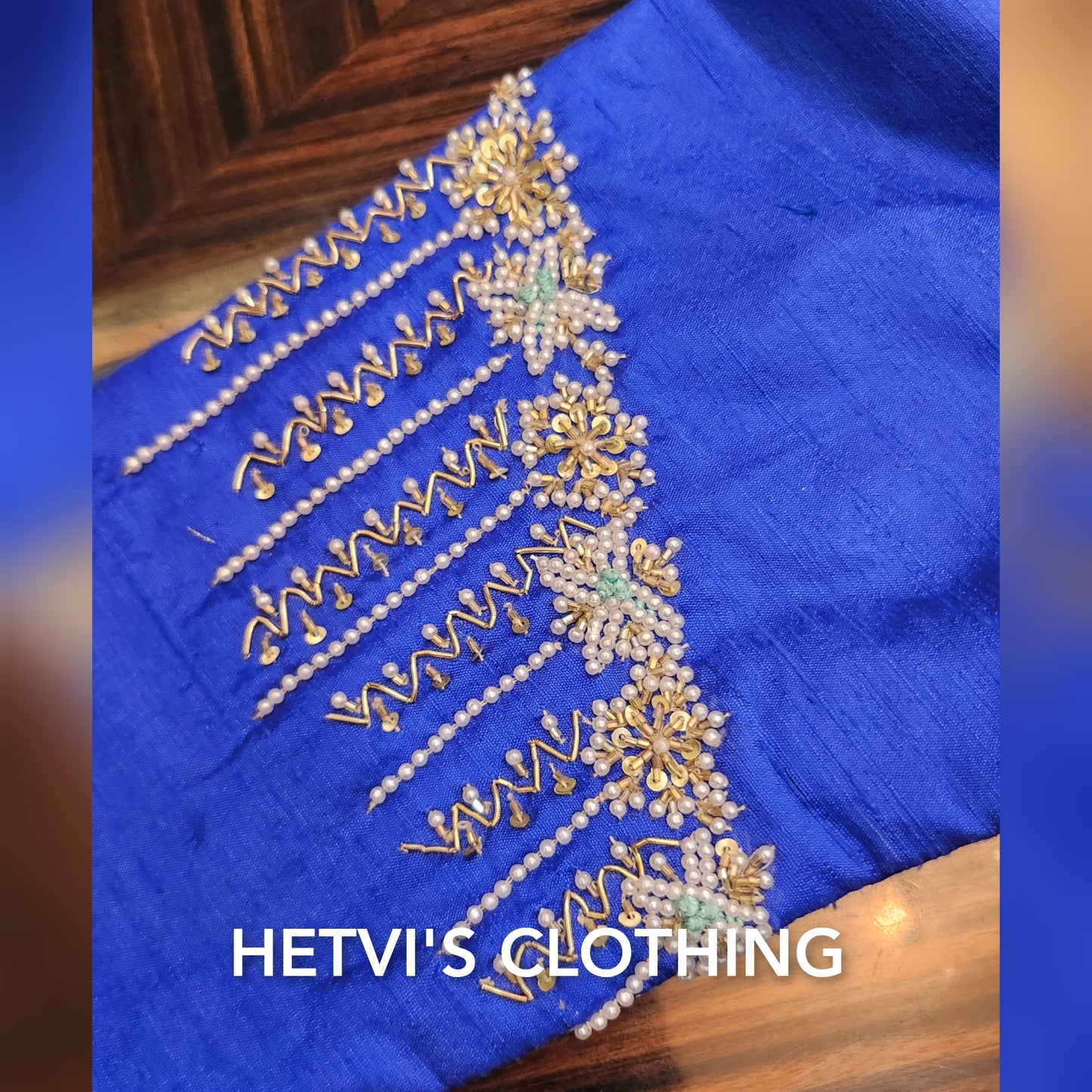 Royal Blue Embroidered Blouse