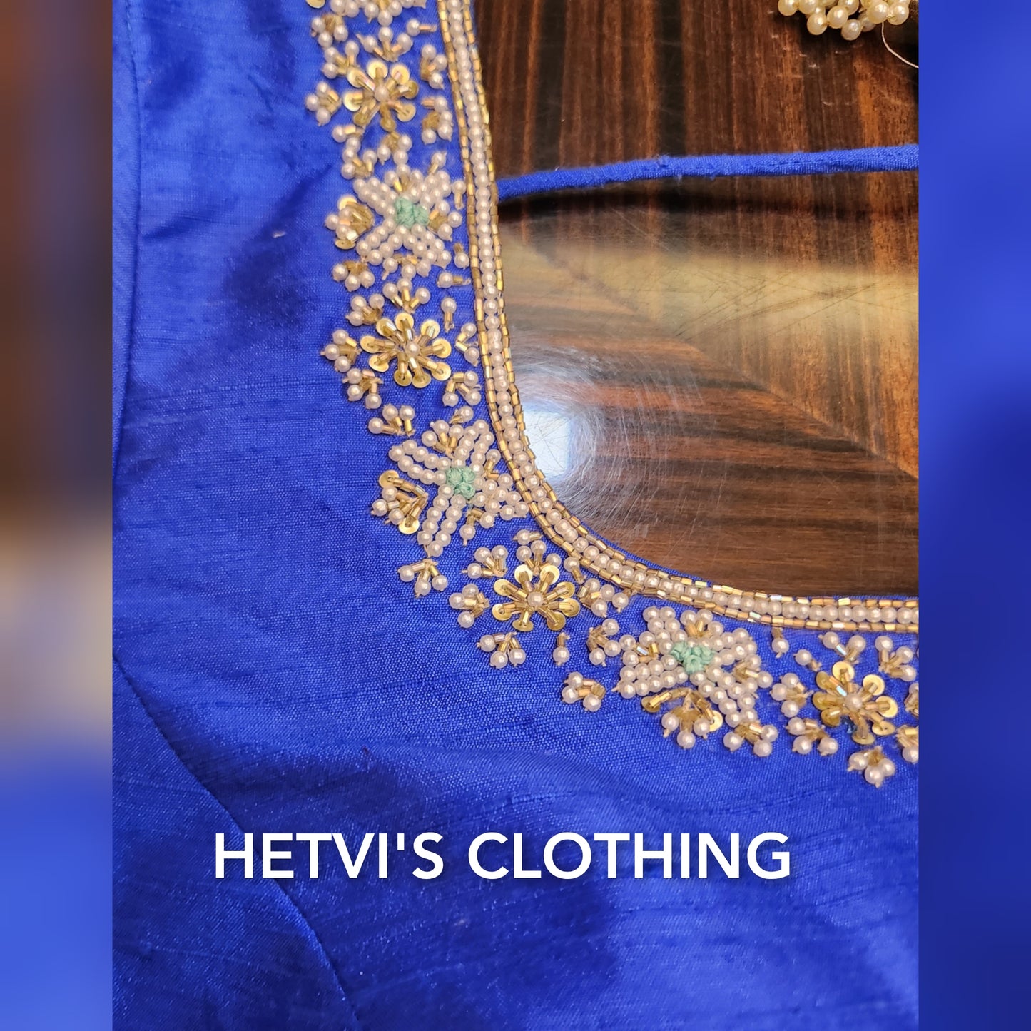 Royal Blue Embroidered Blouse