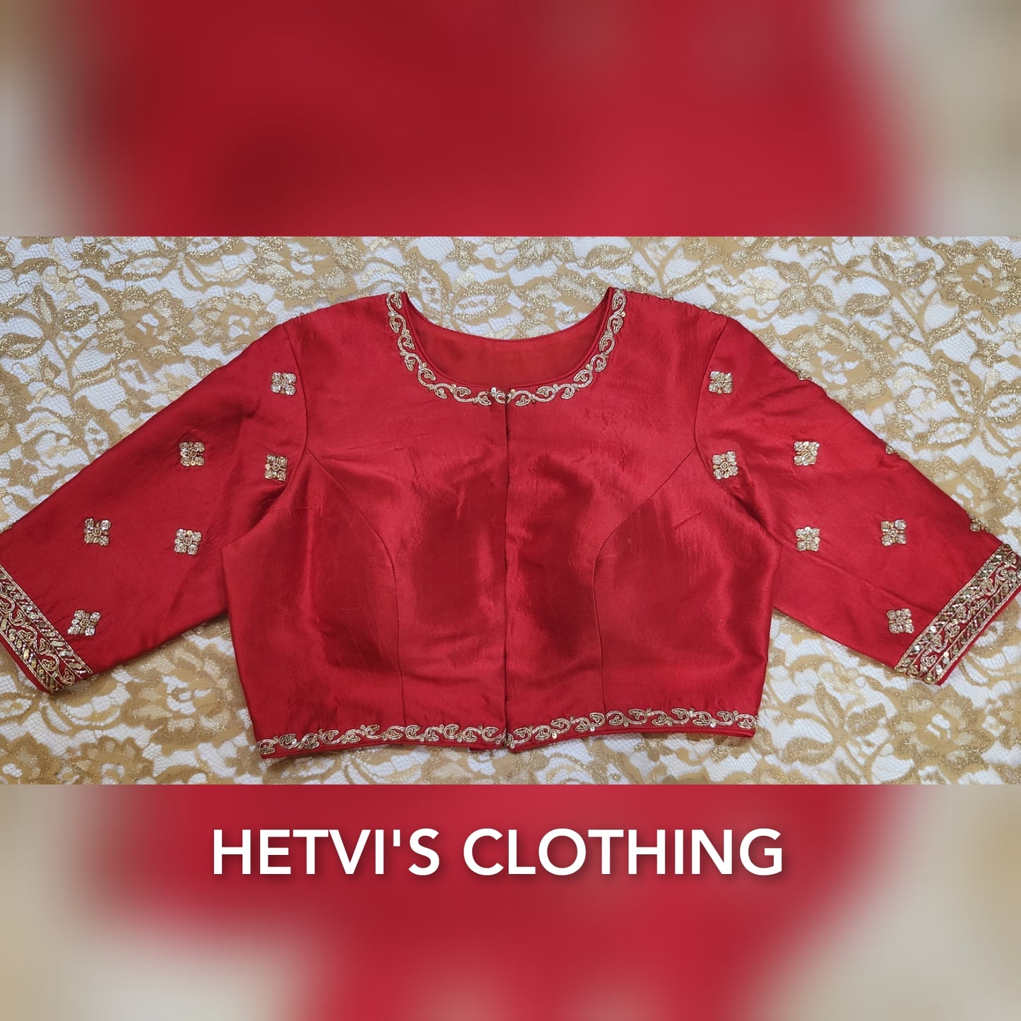 Red sequins and zardosi embroidered Blouse