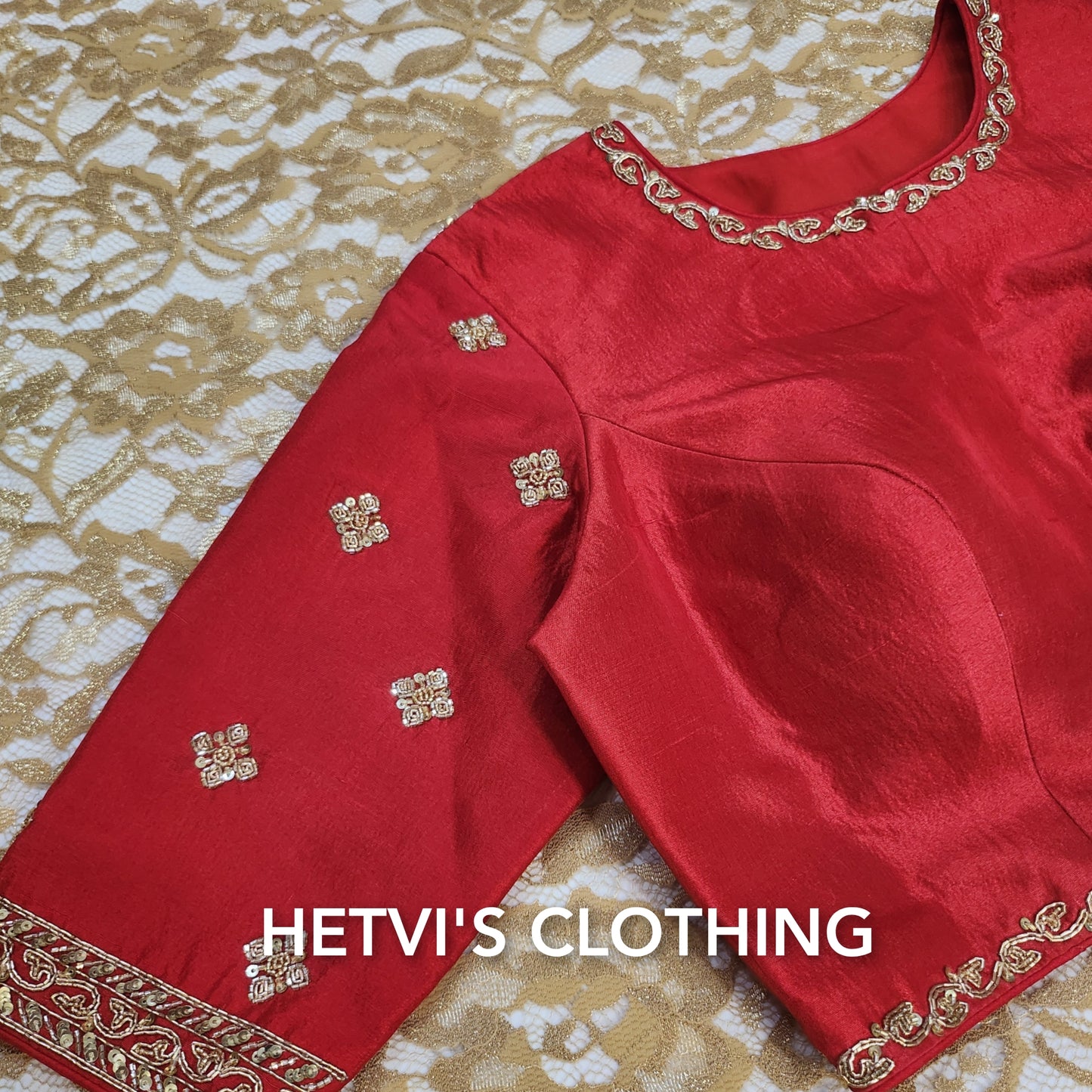 Red sequins and zardosi embroidered Blouse