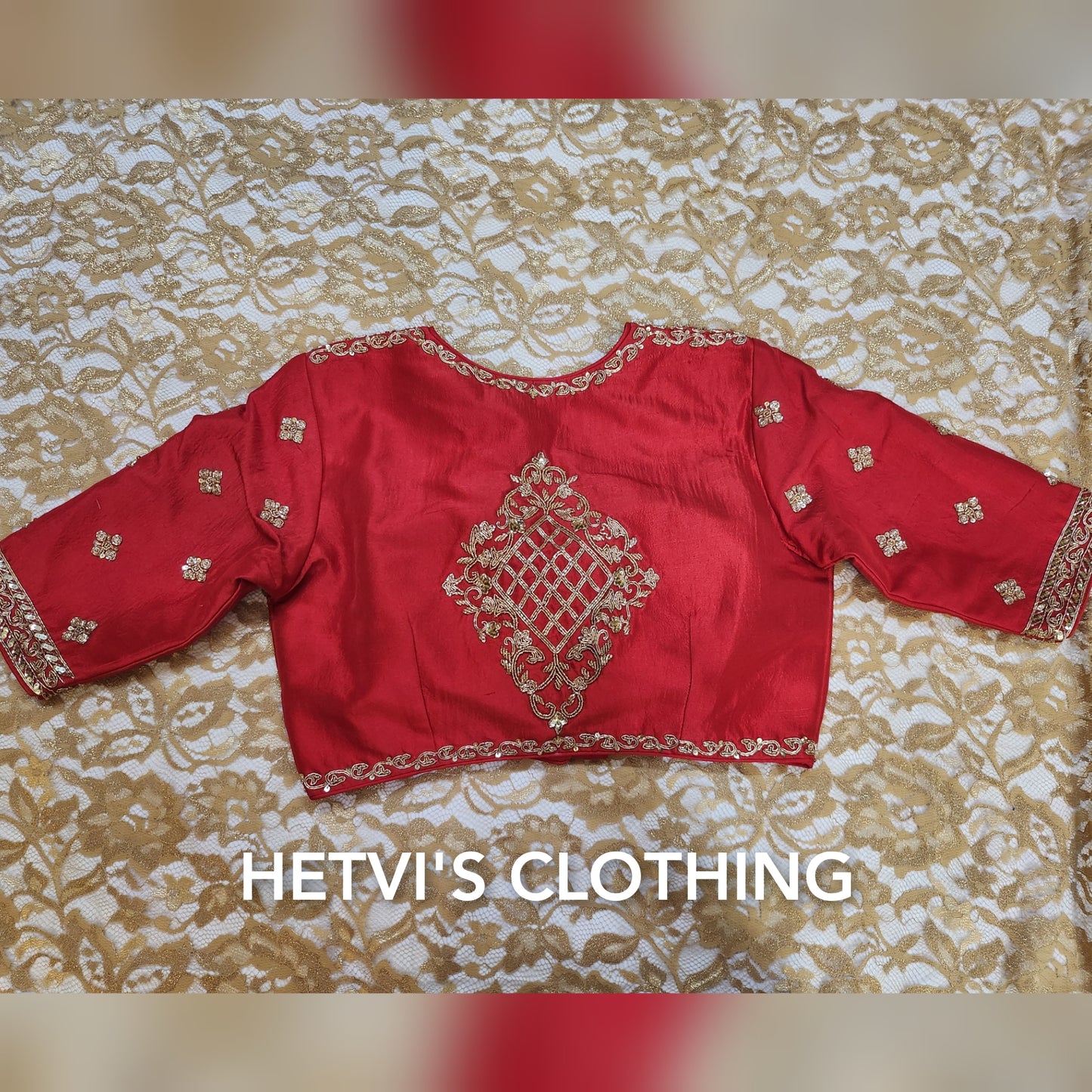 Red sequins and zardosi embroidered Blouse