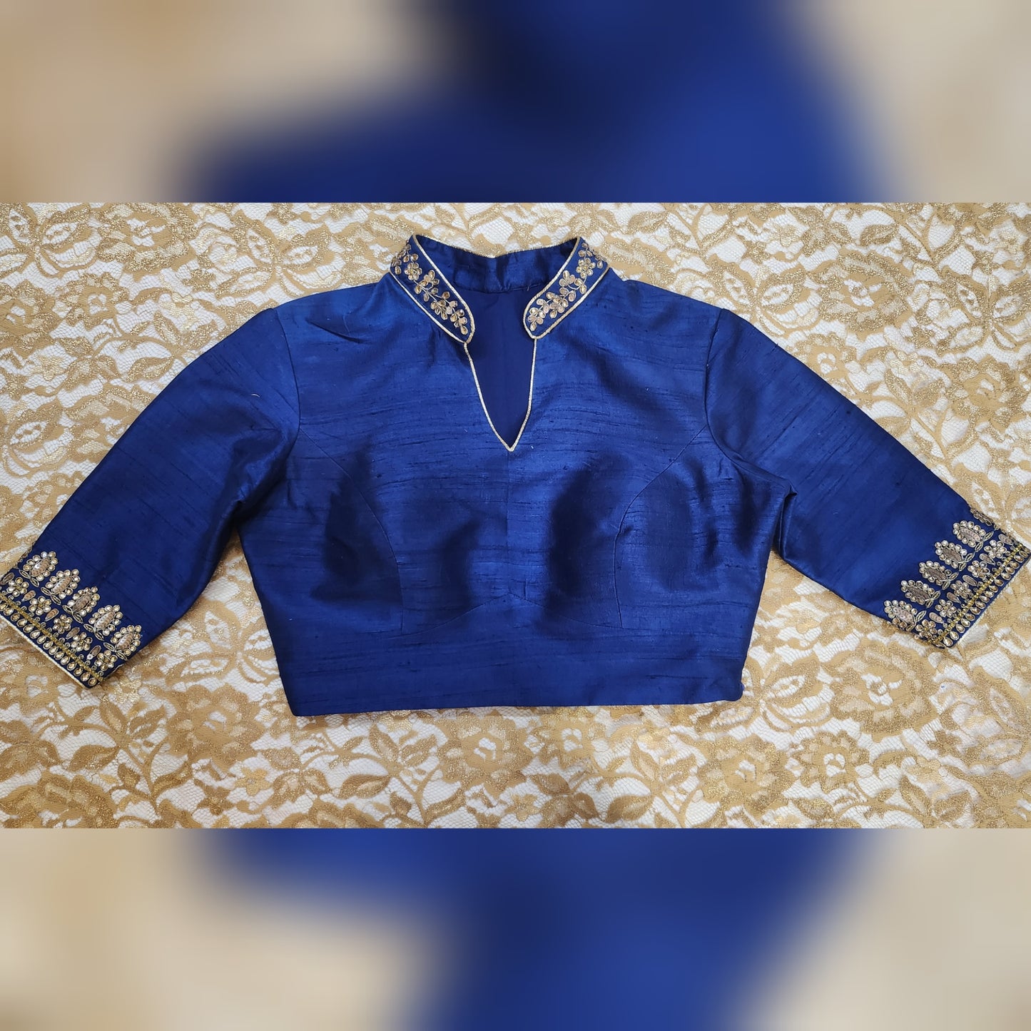 Navy Blue Zardosi embroidered Blouse