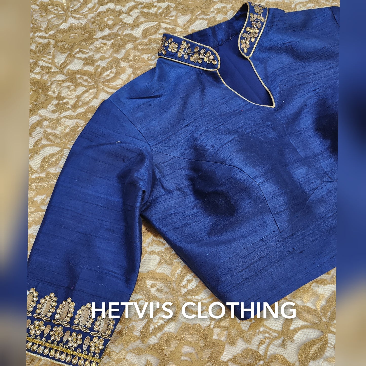 Navy Blue Zardosi embroidered Blouse