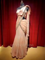 Light Pink Satin Pre-stitched saree