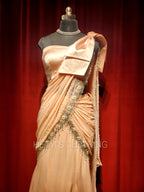 Light Pink Satin Pre-stitched saree