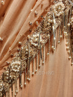 Light Pink Satin Pre-stitched saree
