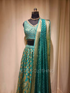 Teal Green Brocade Lehenga