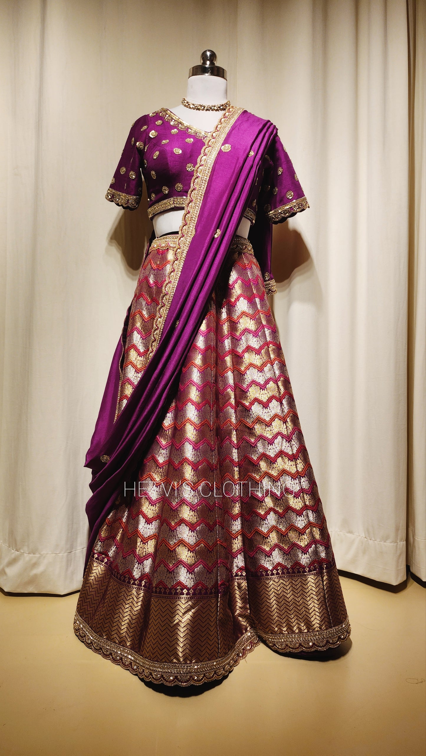 Purple Banaras Brocade Lehenga Set