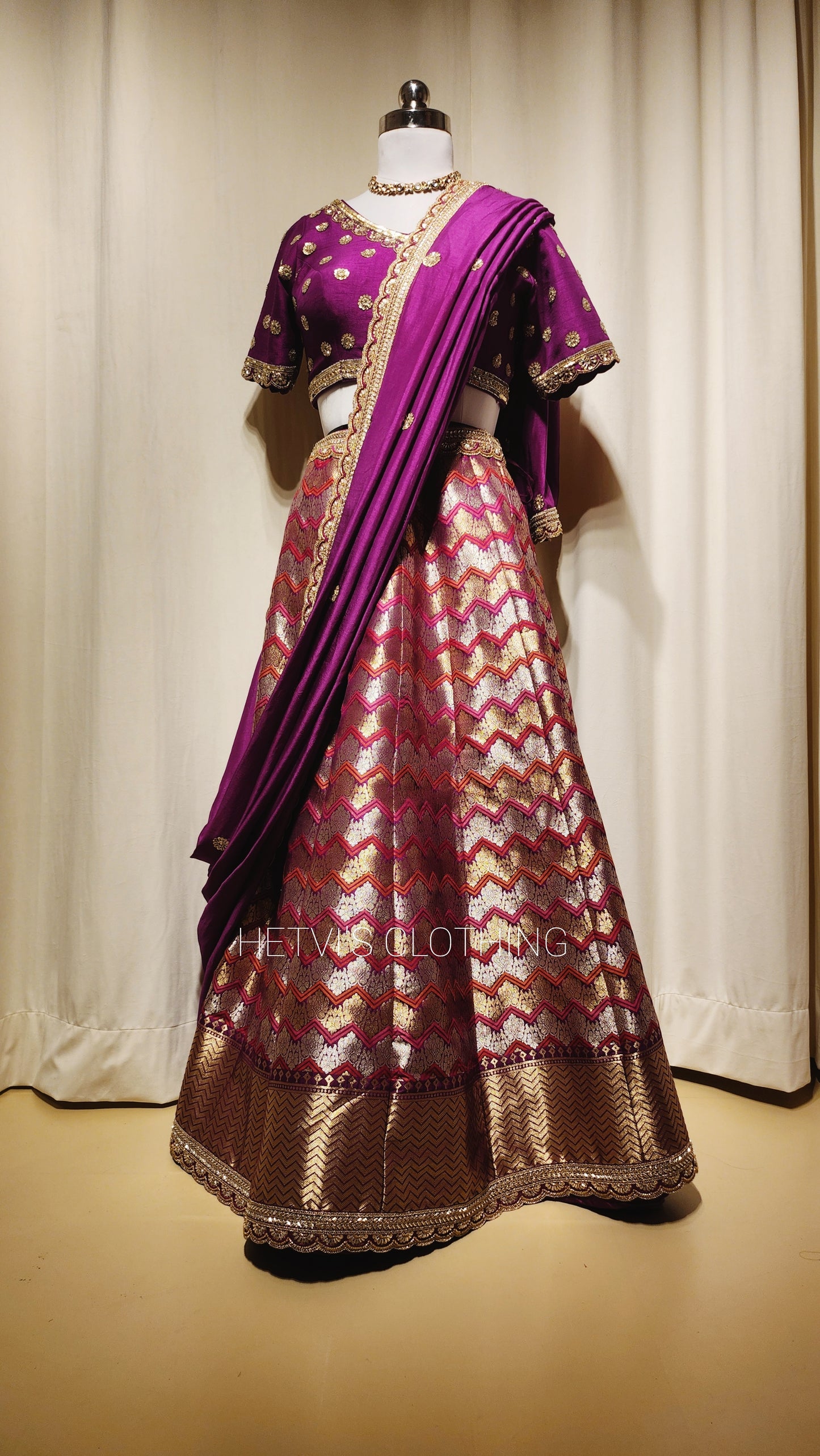 Purple Banaras Brocade Lehenga Set