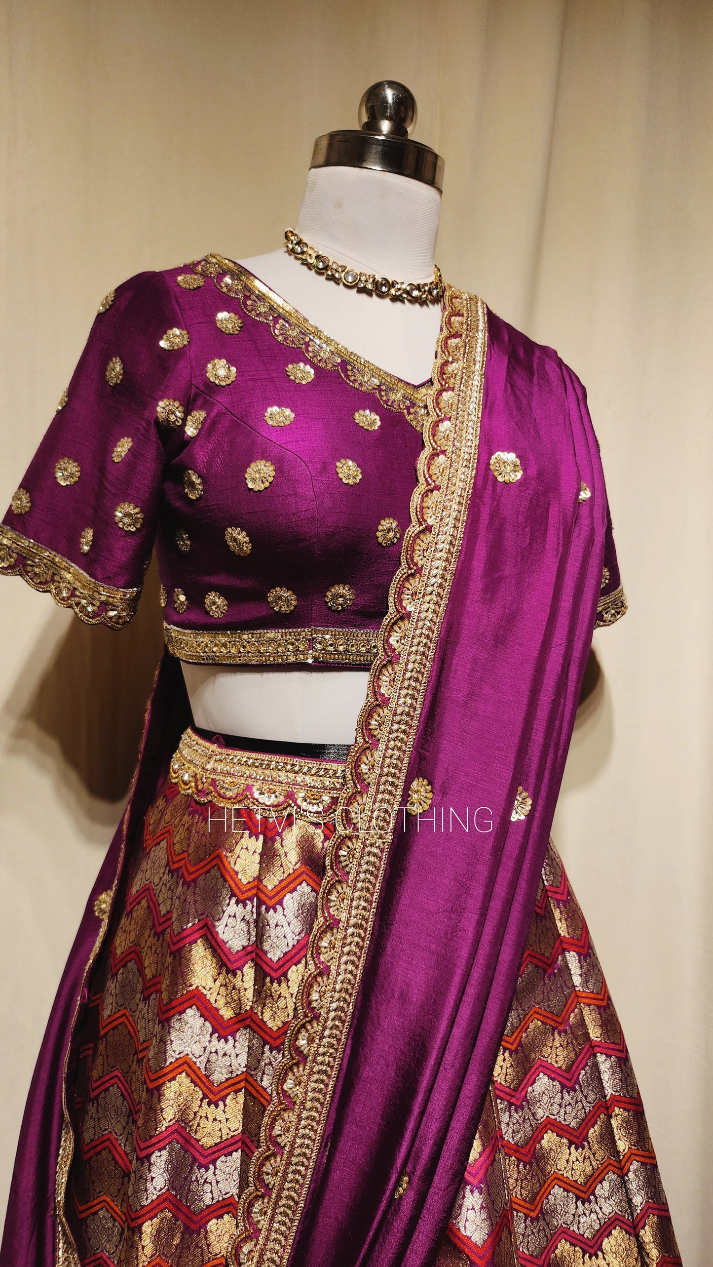 Purple Banaras Brocade Lehenga Set