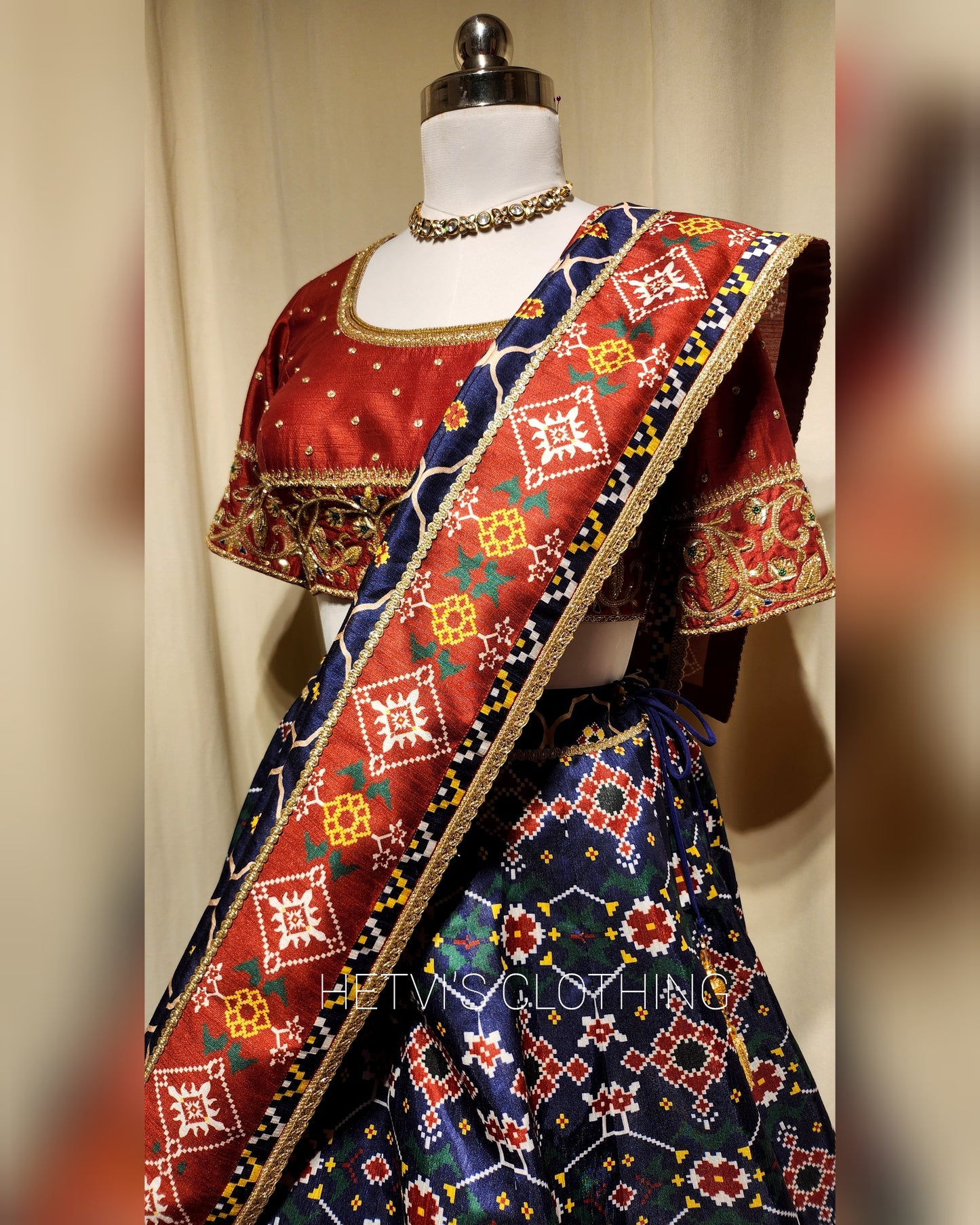 Printed Blue Patola Lehenga set