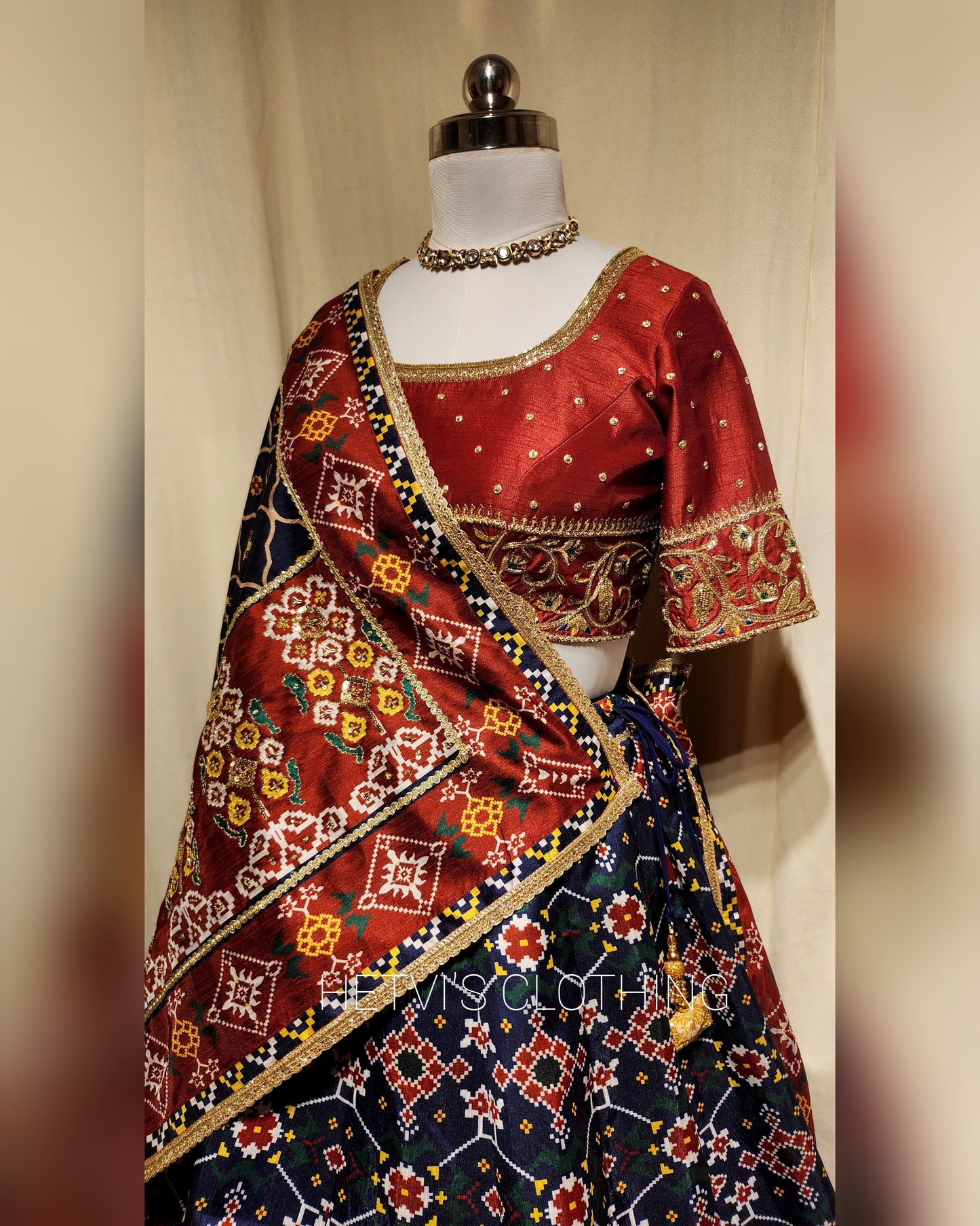 Printed Blue Patola Lehenga set