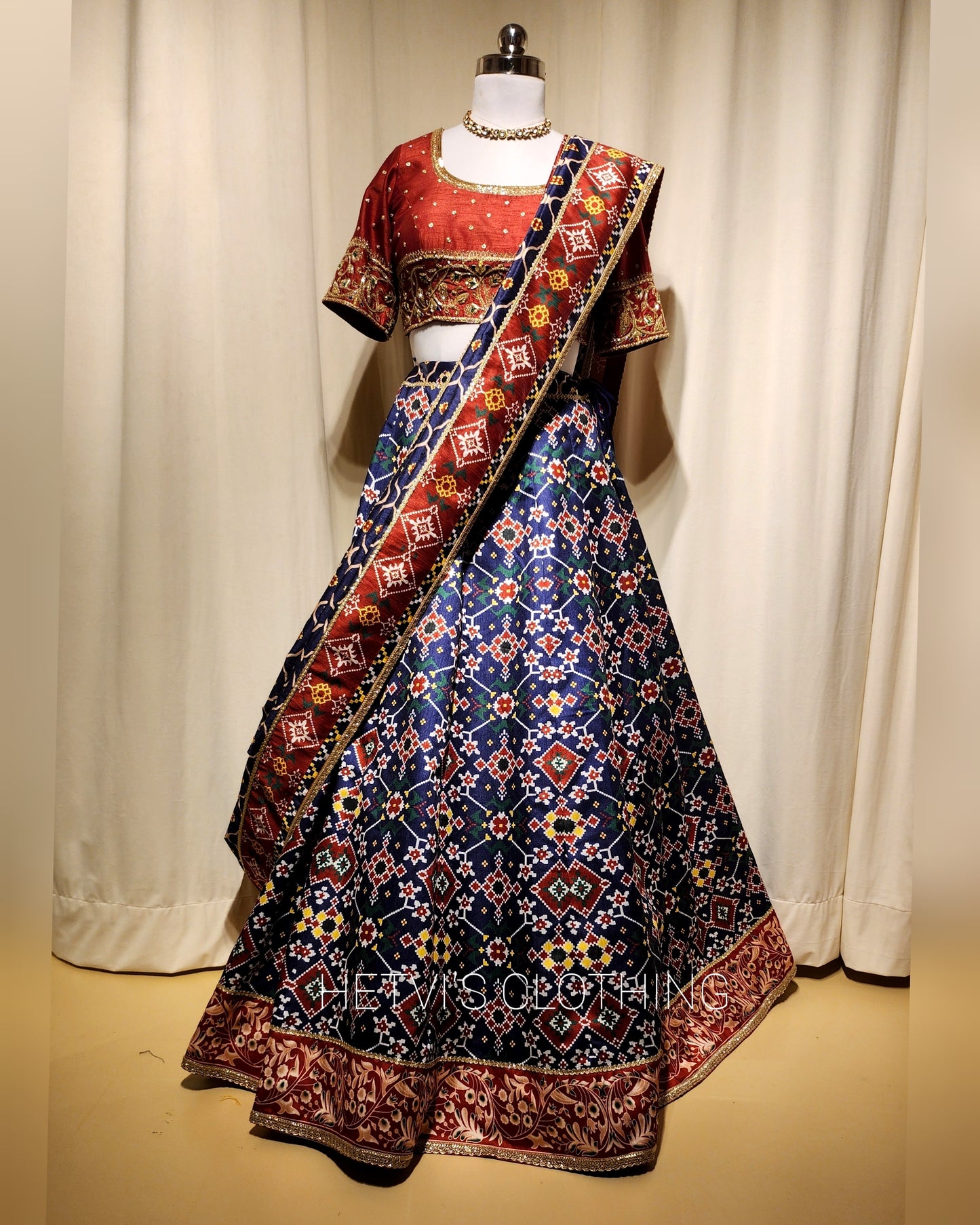 Printed Blue Patola Lehenga set