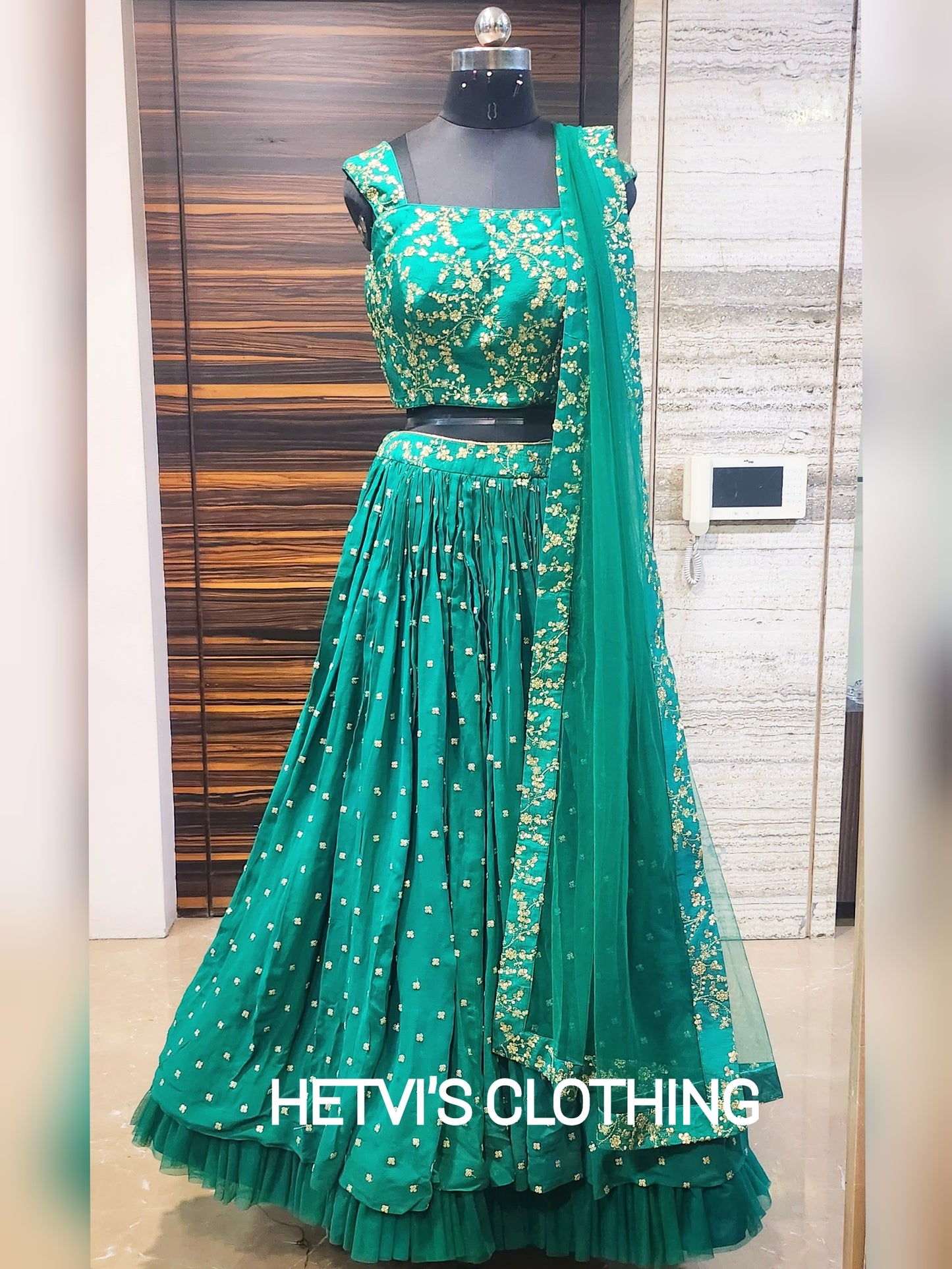 Green georgette emboridered lehenga