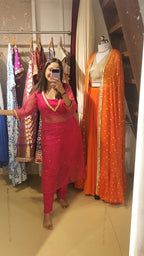 Pink Orgnaza Kurta Set