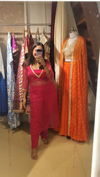 Pink Orgnaza Kurta Set