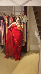 Red Mirror Pre-Stitched Saree