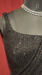 Pre-Stitch Black Sequins Saree
